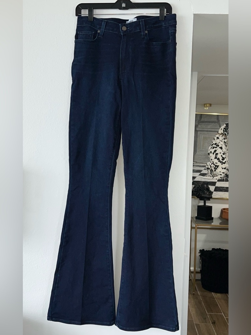 Paige Dark Wash High-Waist Flare Jeans